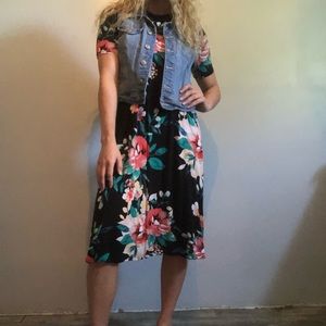 Black knee length floral dress